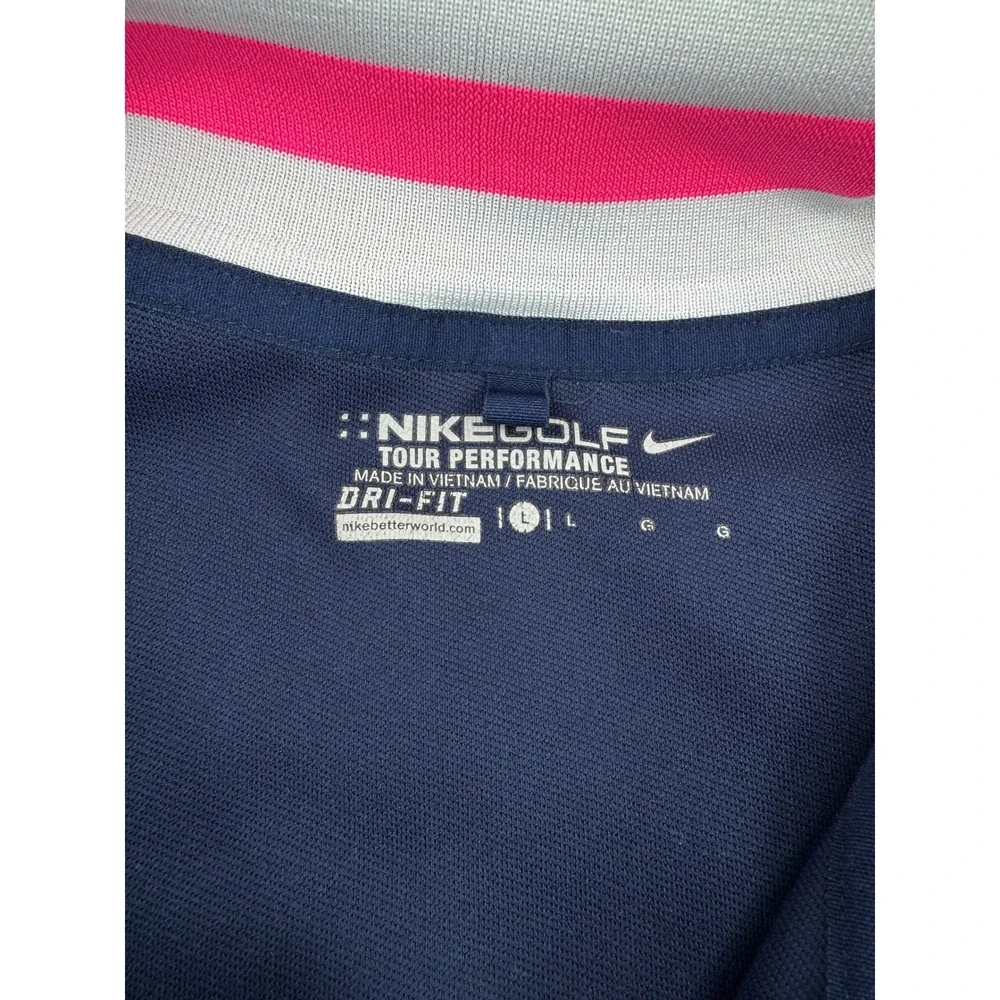 Nike Golf Tour Performance Mens L Navy/Pink Dri-FIT Quarter 1/4 Zip Pullover